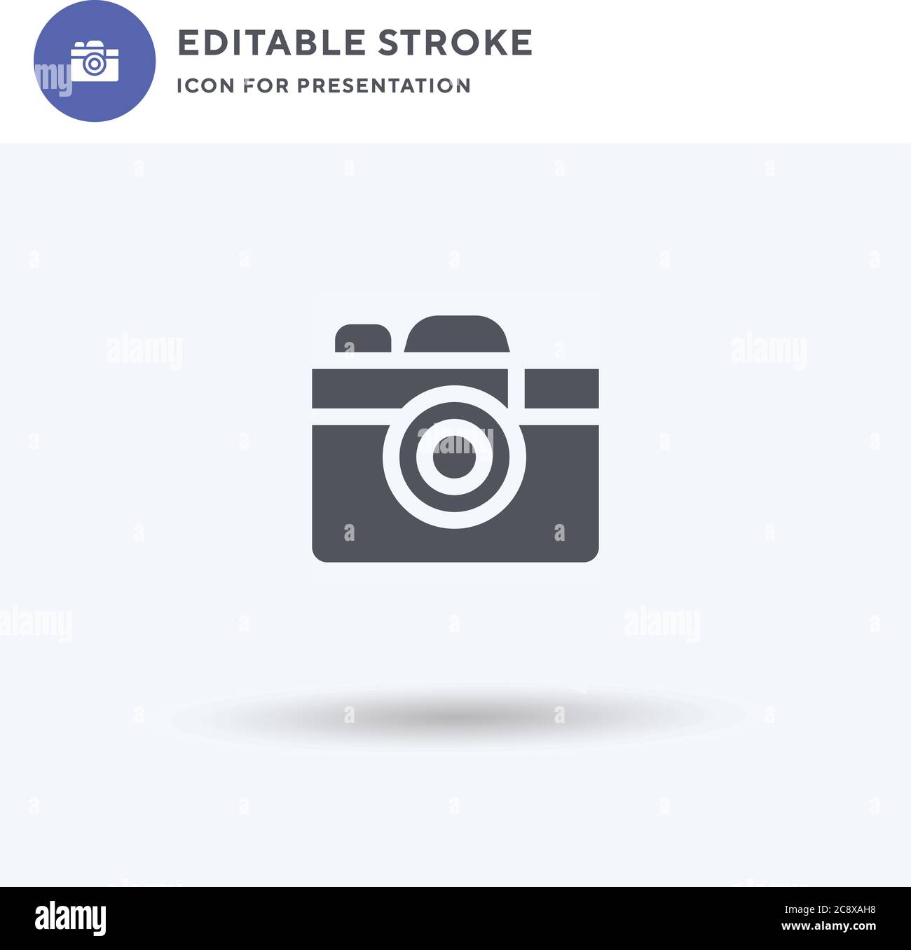 Camera icon vector, filled flat sign, solid pictogram isolated on white ...