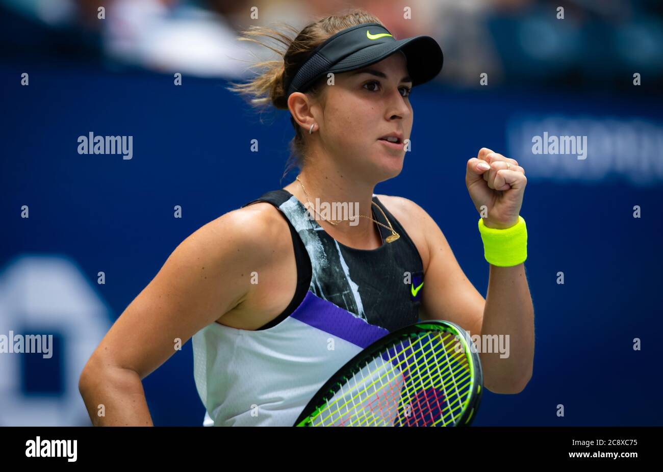 Belinda Bencic of Switzerland in action during her quarter-final match ...