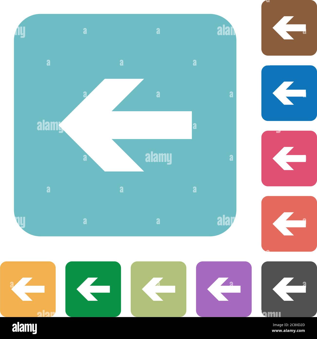 Flat left arrow icons on rounded square color backgrounds Stock Vector ...
