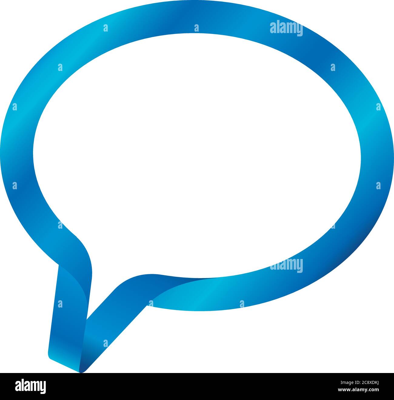 Vector illustration. Simple ribbon talk bubble in blue tones. Isolated. Stock Vector