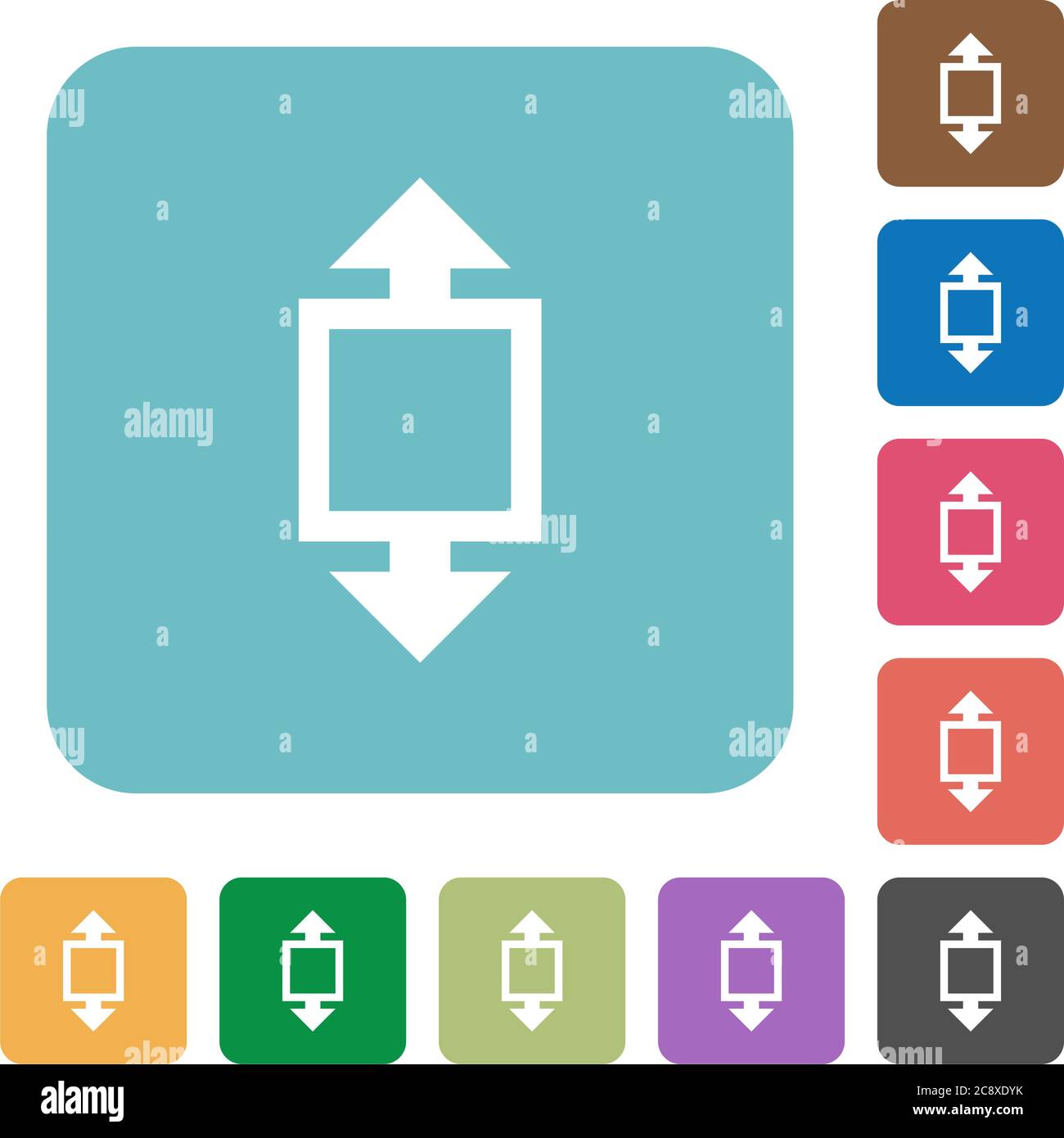Flat height tool icons on rounded square color backgrounds. Stock Vector