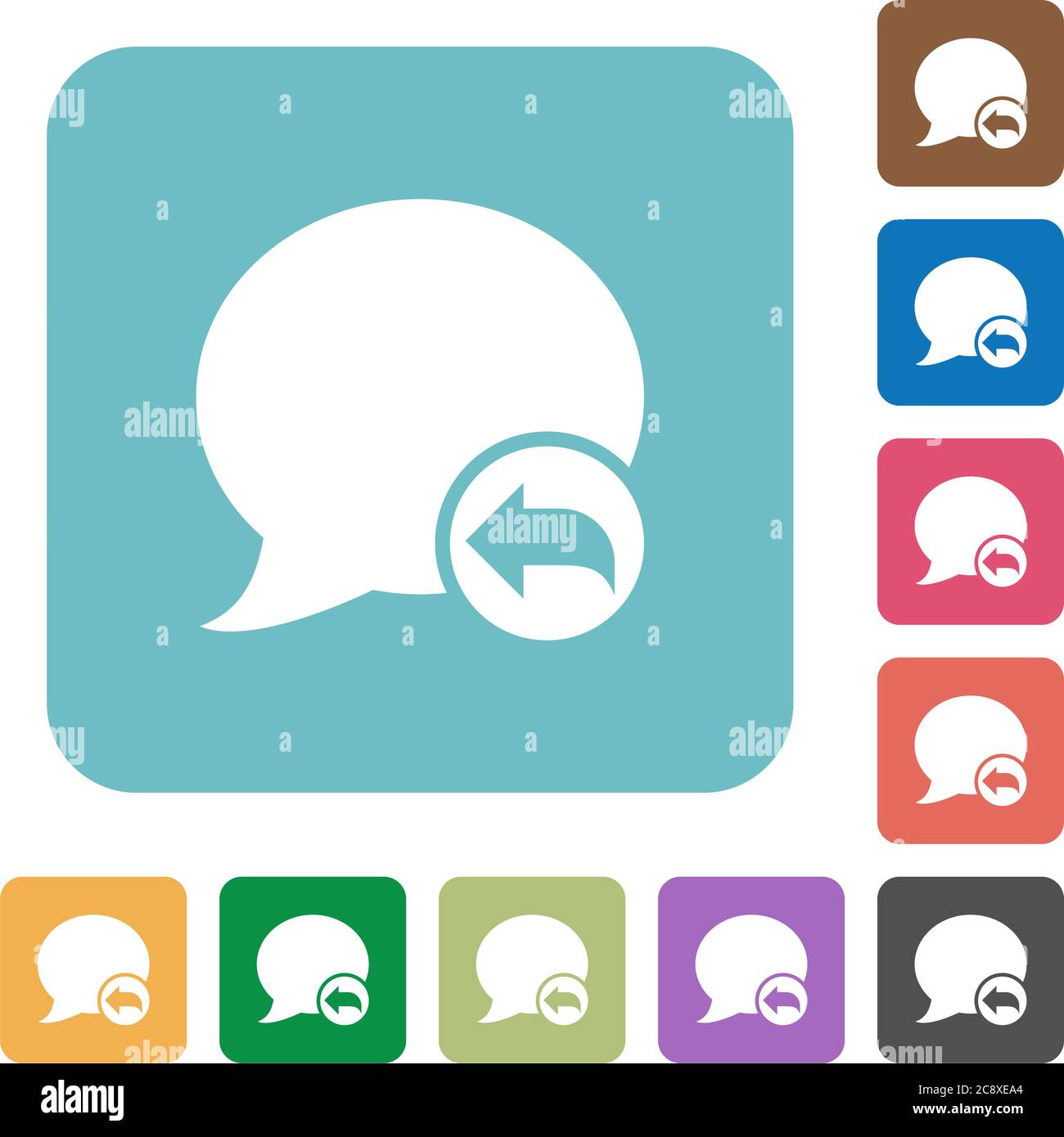 Flat Reply blog comment icons on rounded square color backgrounds Stock ...