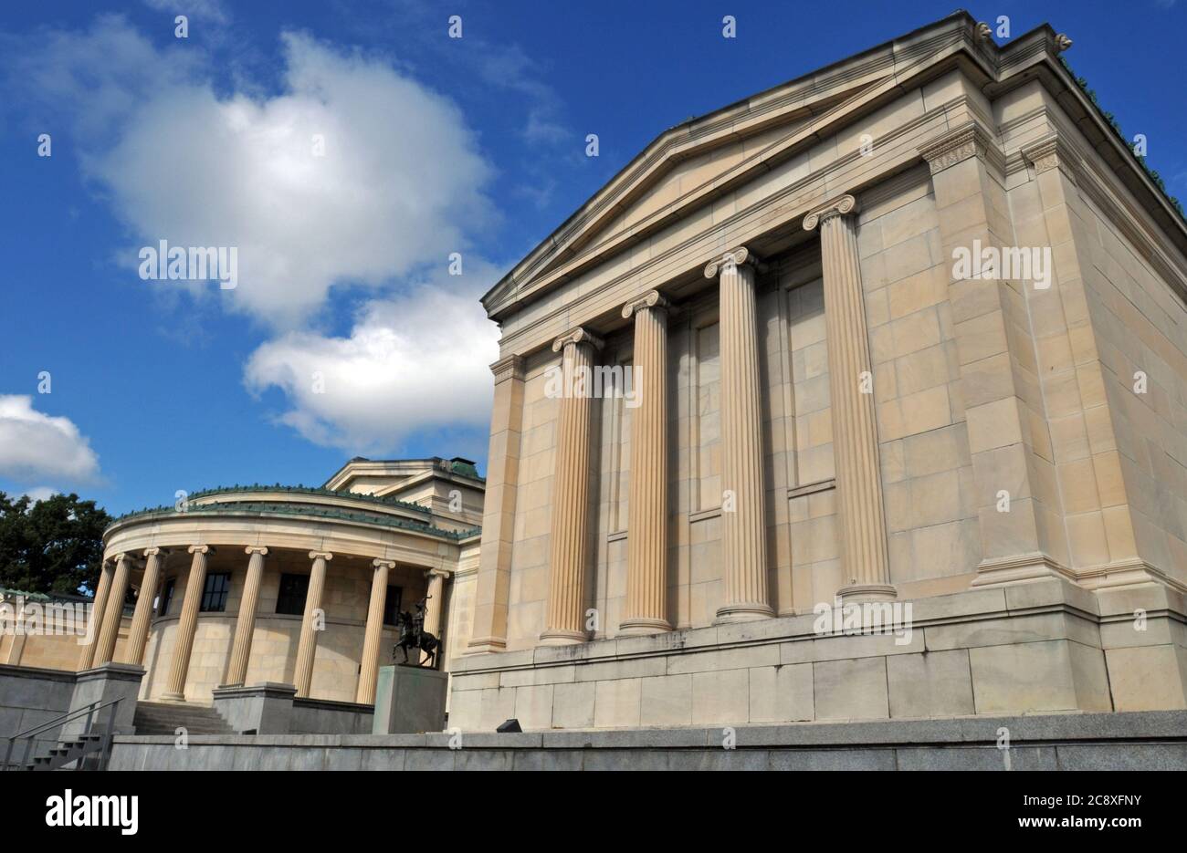 The neoclassical original building of the Albright-Knox Art Gallery in Buffalo was designed by architect E.B. Green and opened in 1905. Stock Photo