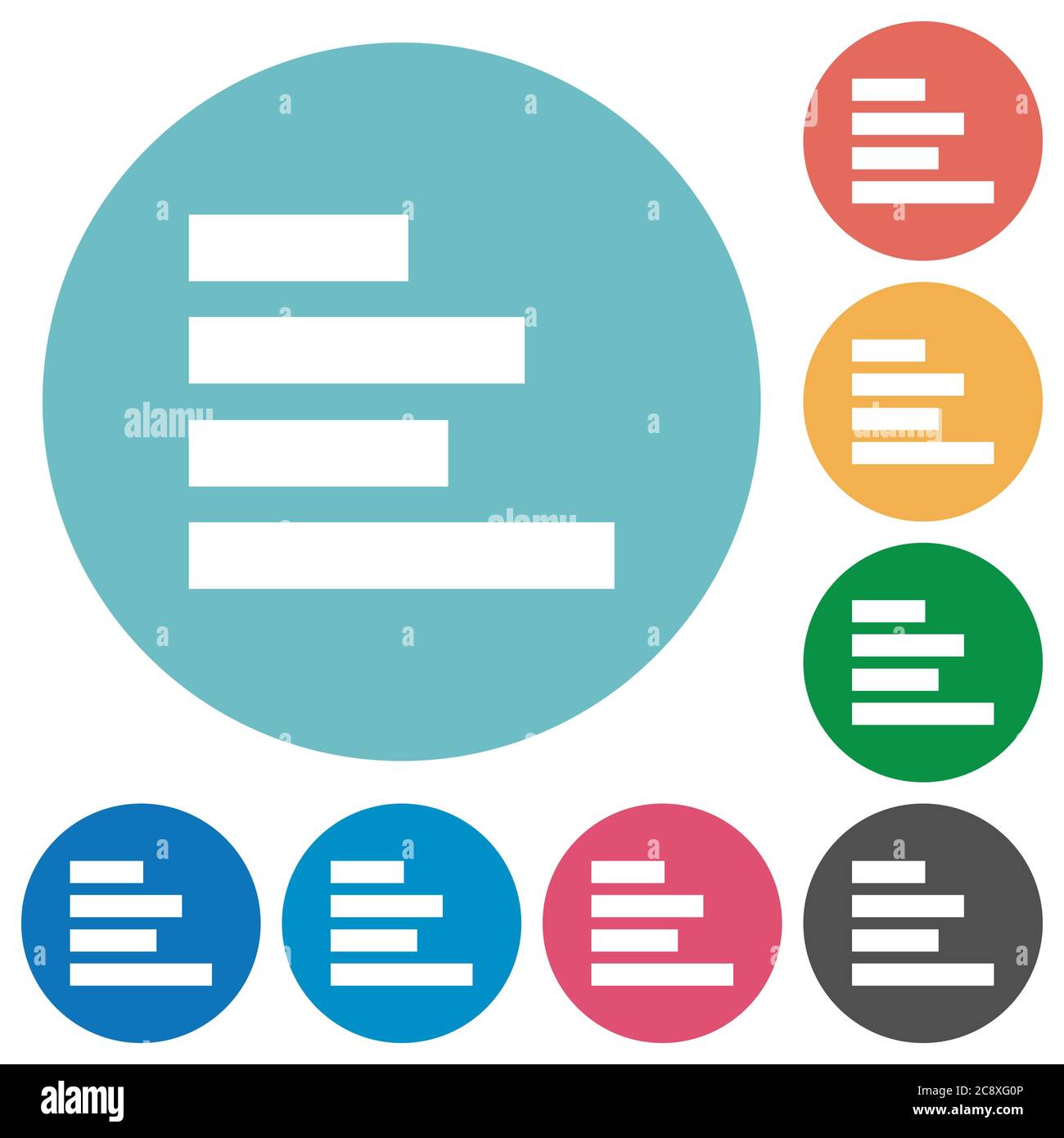 Flat Text align left icon set on round color background Stock Vector ...
