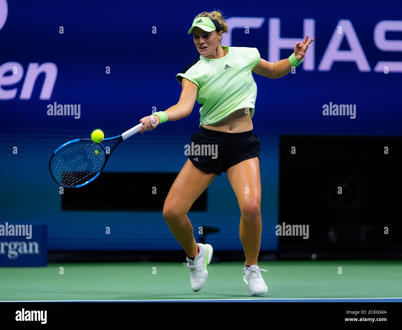 Catherine McNally of the United States in action during her secondround match at the 2019 US