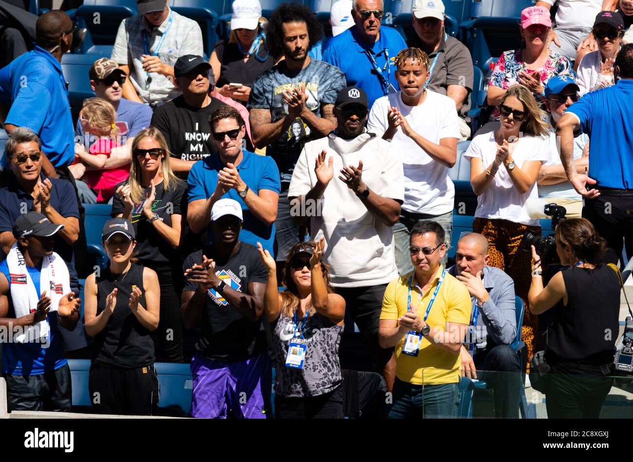 Colin Kaepernick Ybn Cordae Kobe Bryant Watch Naomi Osaka During Her Second Round Match At The 2019 Us Open Grand Slam Tennis Tournament Stock Photo Alamy