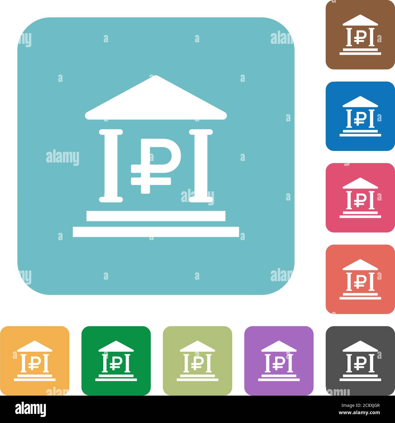 Flat Ruble bank icons on rounded square color backgrounds Stock Vector ...