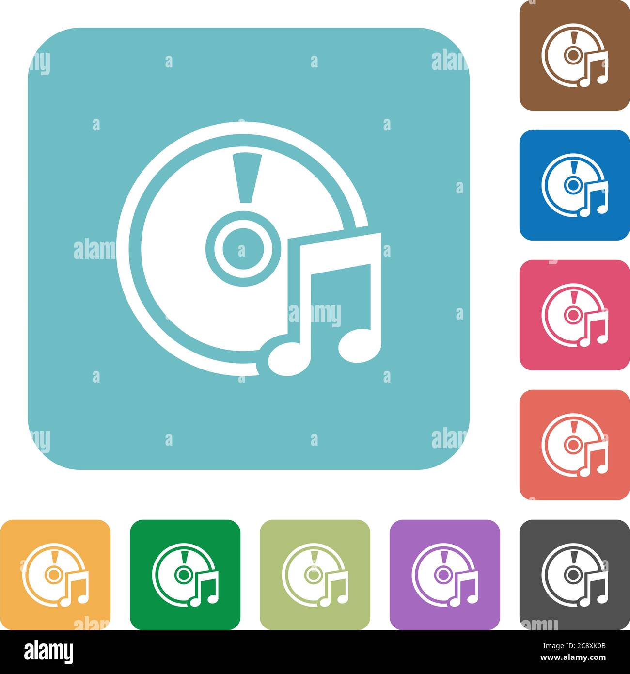 Flat audio CD icons on rounded square color backgrounds Stock Vector ...