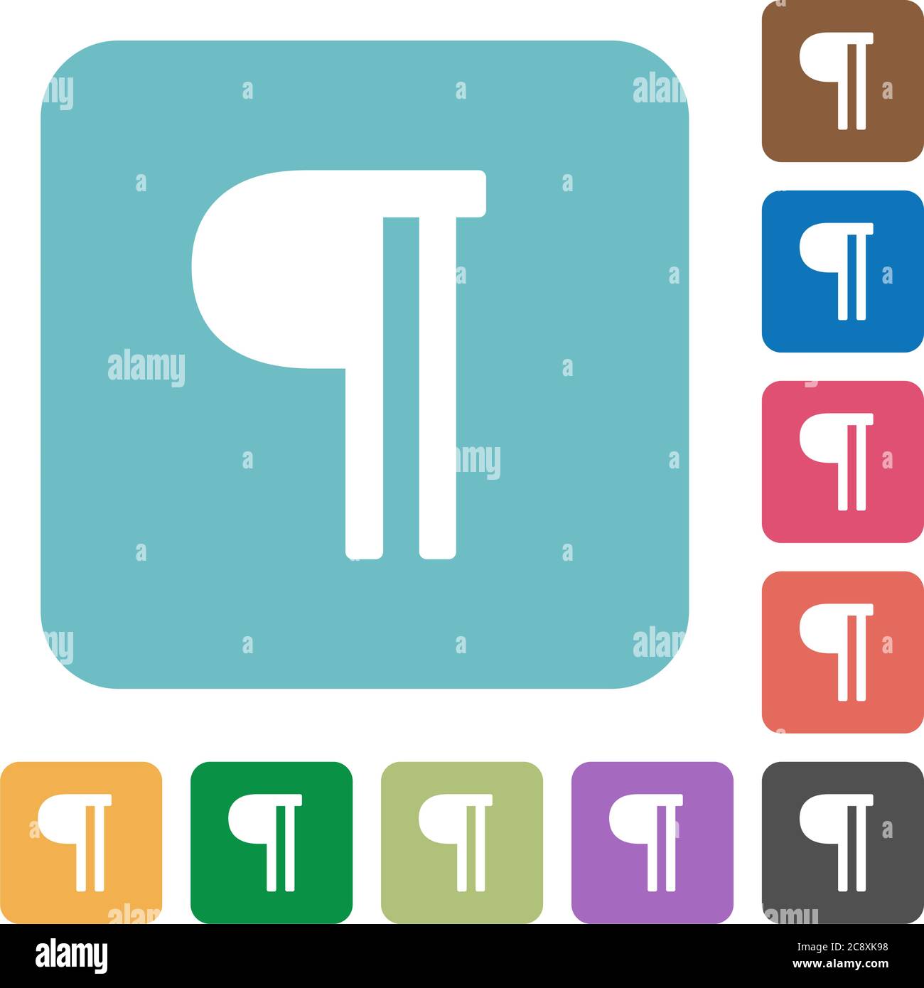 Flat text paragraph icons on rounded square color backgrounds. Stock Vector