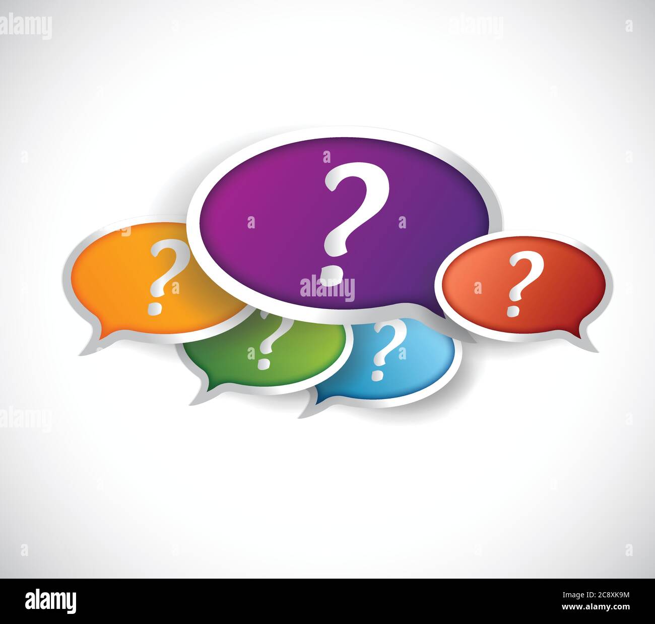 Multiple question marks inside bubbles. illustration design over a