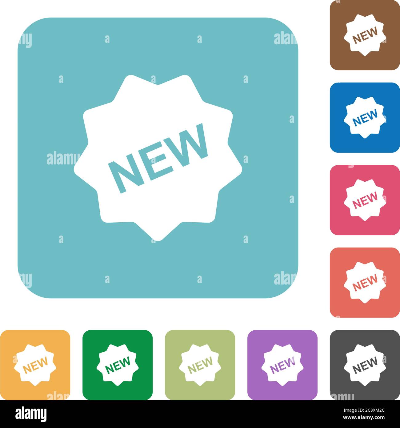 Flat new badge icons on rounded square color backgrounds Stock Vector ...