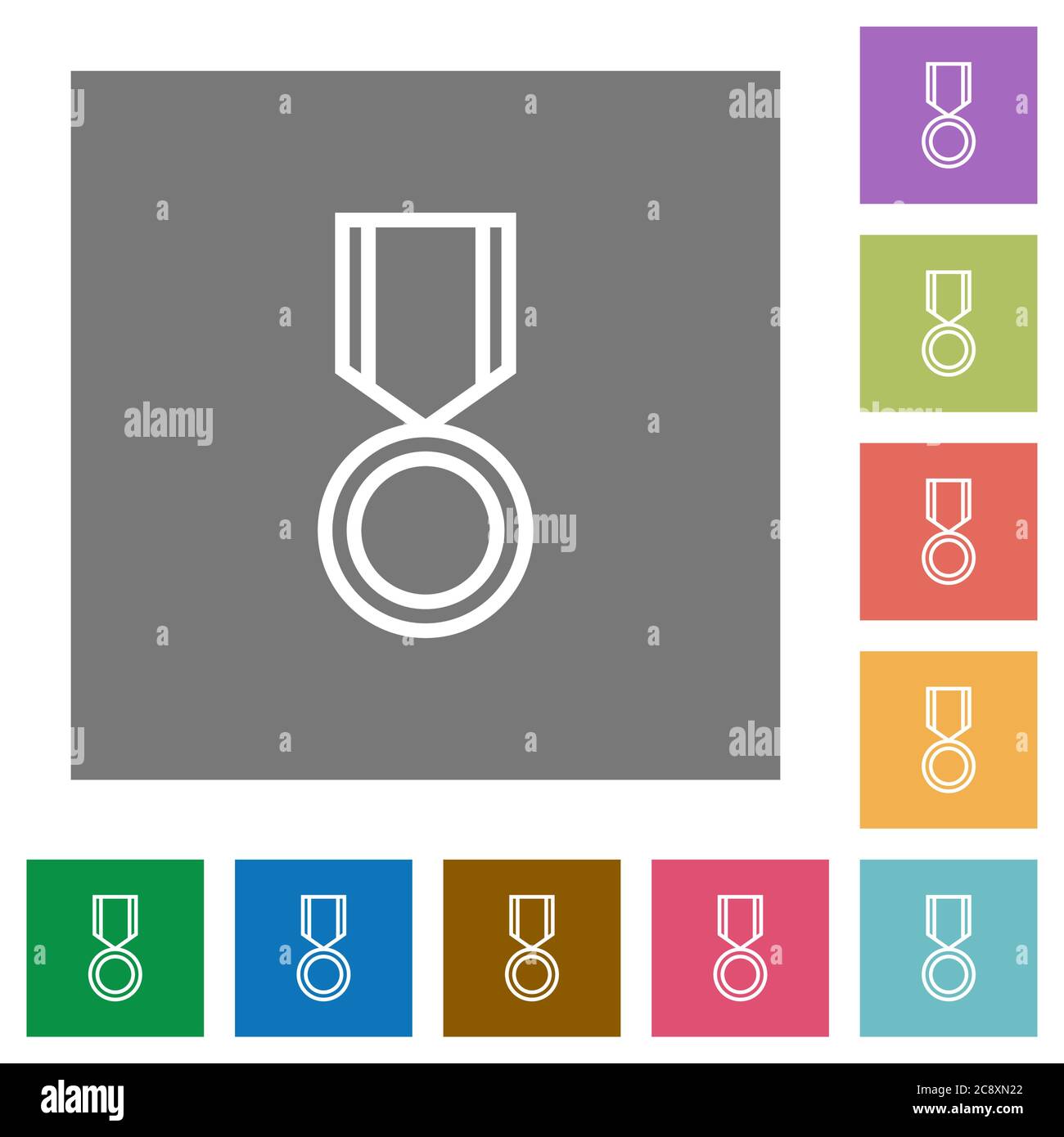 Medal flat icon set on color square background Stock Vector Image & Art ...