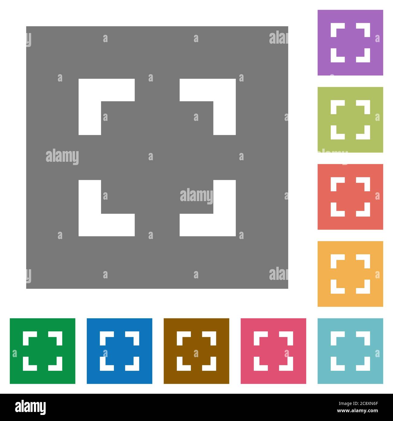 Selector tool flat icon set on color square background. Stock Vector