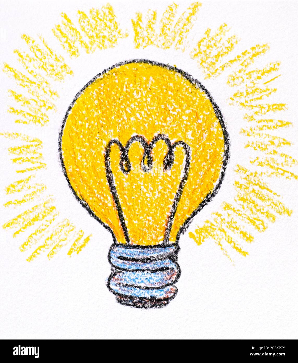 Hand drawing Light Bulb made by wax crayons Photo Alamy
