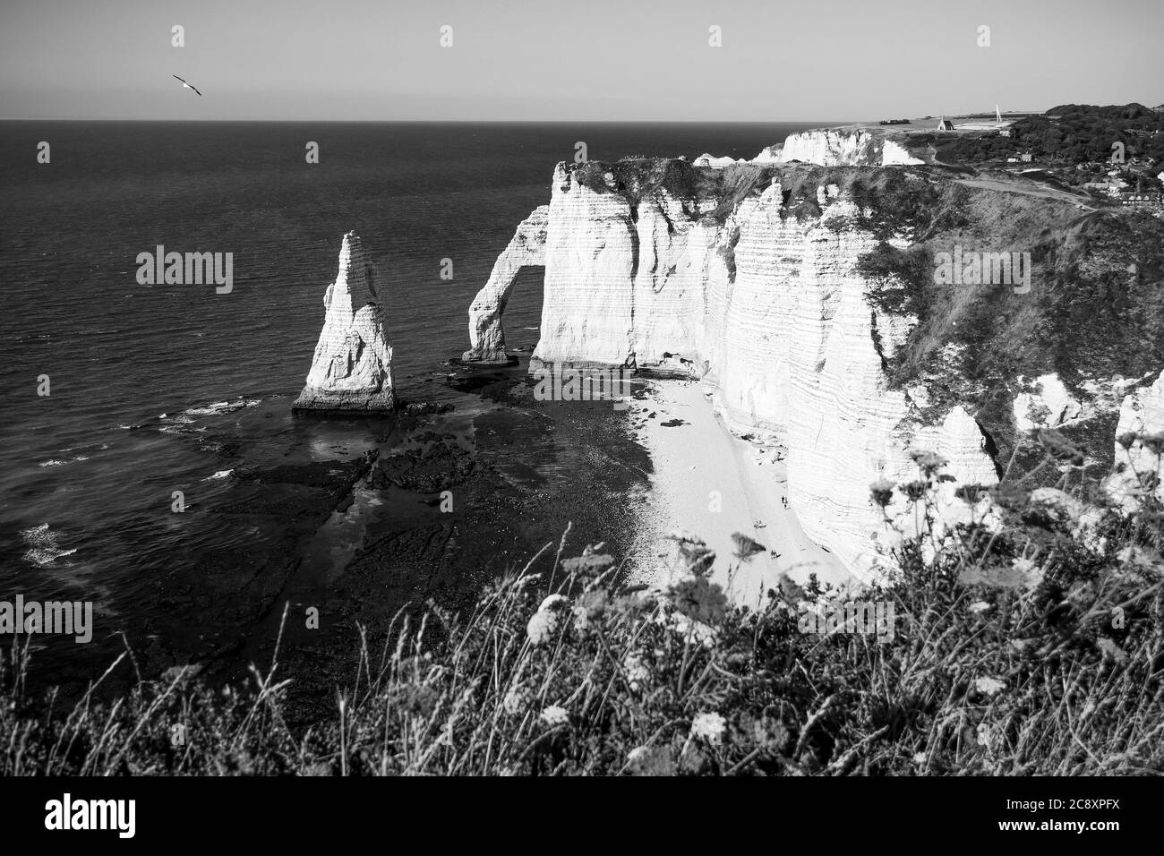 Normandy coastal cliffs view Black and White Stock Photos & Images - Alamy