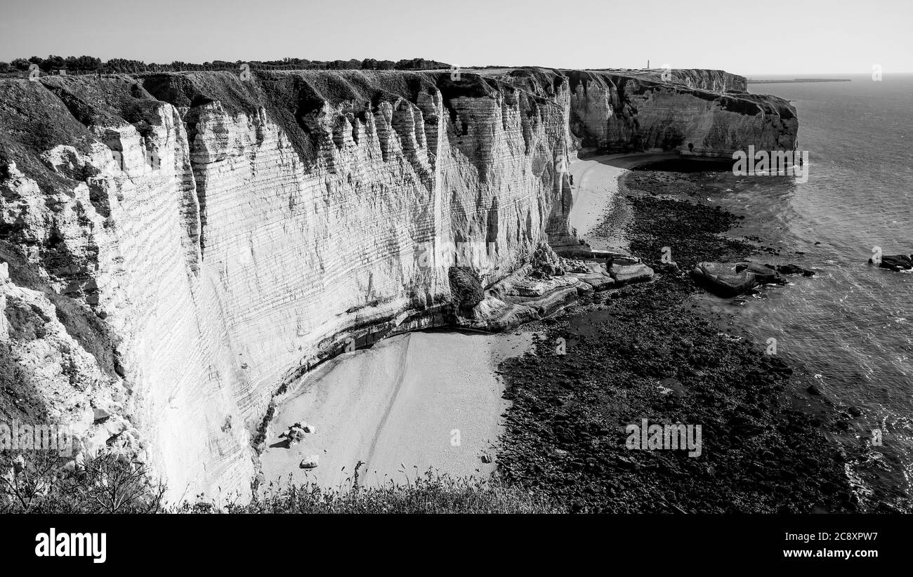 White cliffs normandy Black and White Stock Photos & Images - Alamy