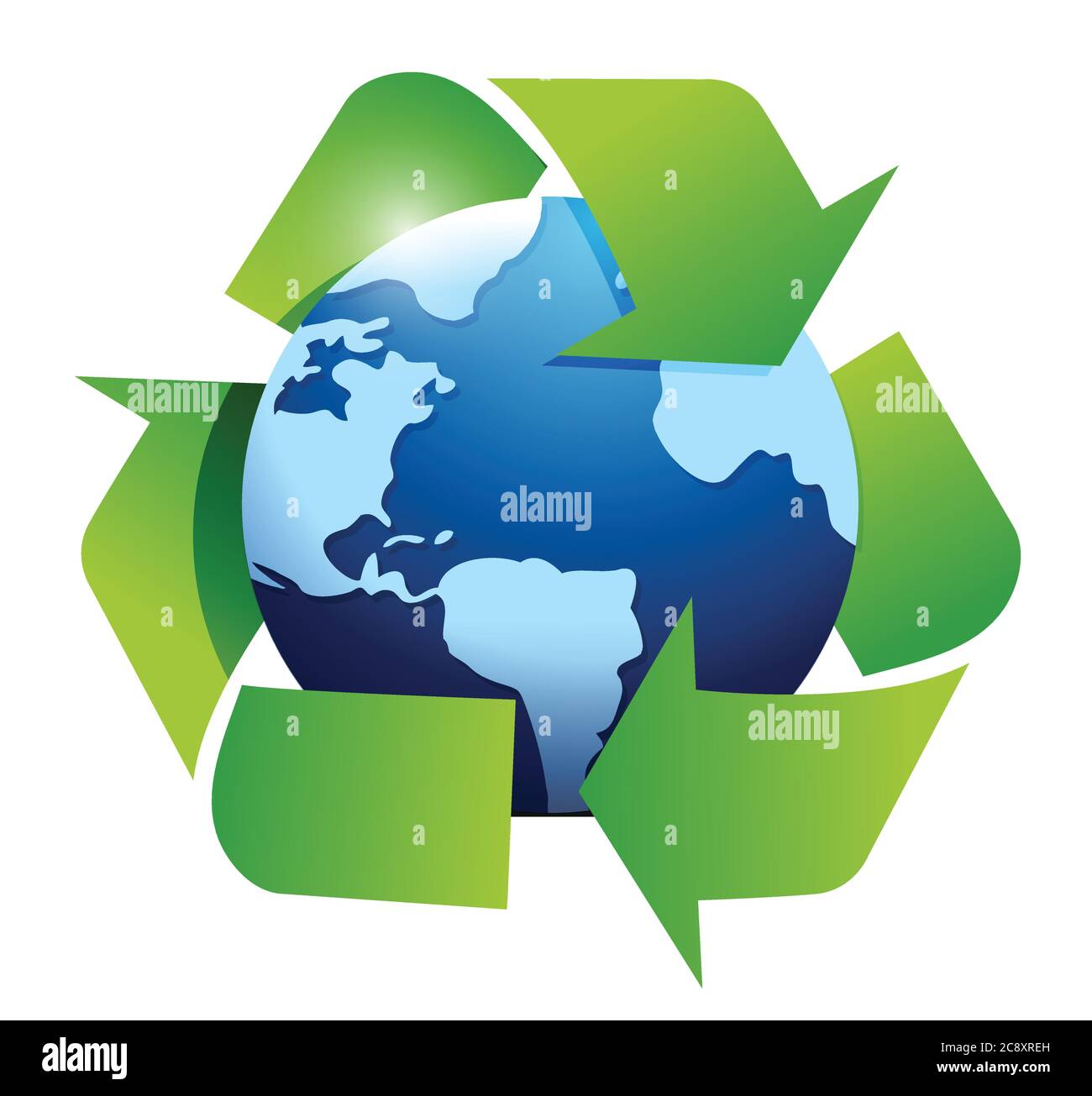 Globe and recycle symbol illustration design over white Stock Vector ...