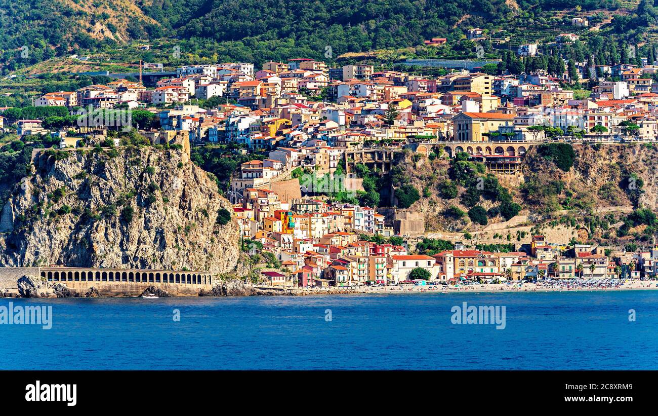 Panoramic view at Italian coastline near Sicily in Italy. Stock Photo