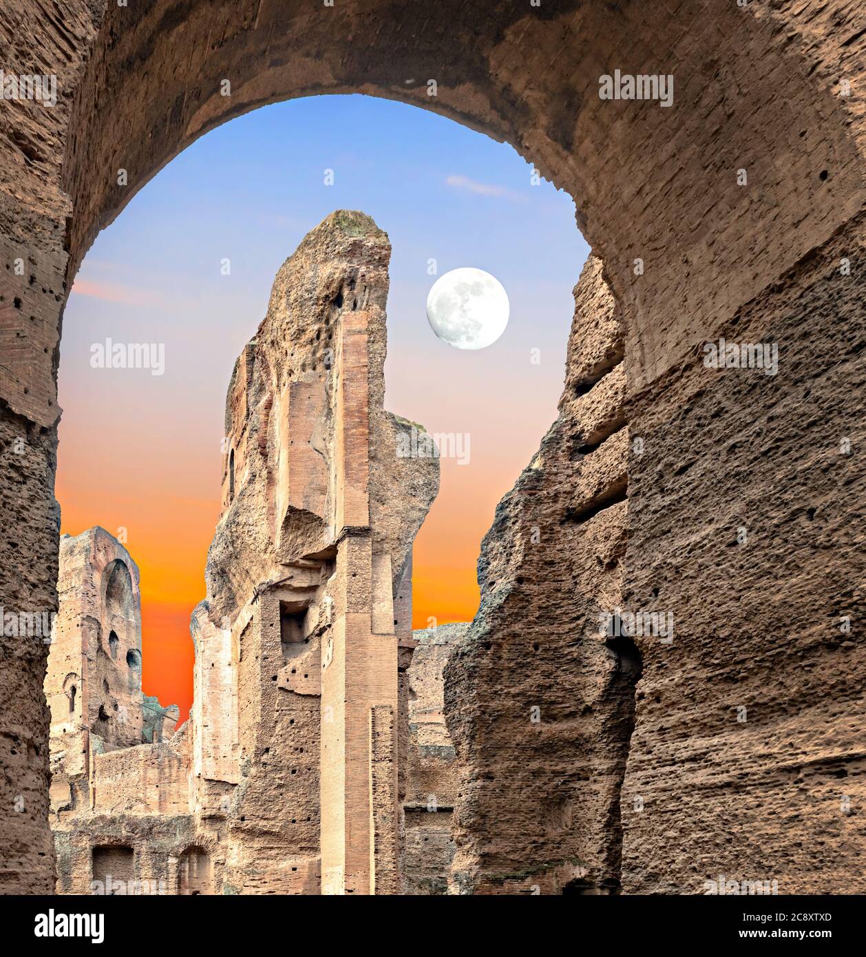 View at Baths of Caracalla. It is the second largest Roman public baths ...