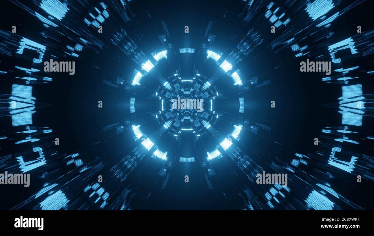 3d Rendering Of A Trippy Circular Background In Vibrant Blue Colors Stock Photo Alamy