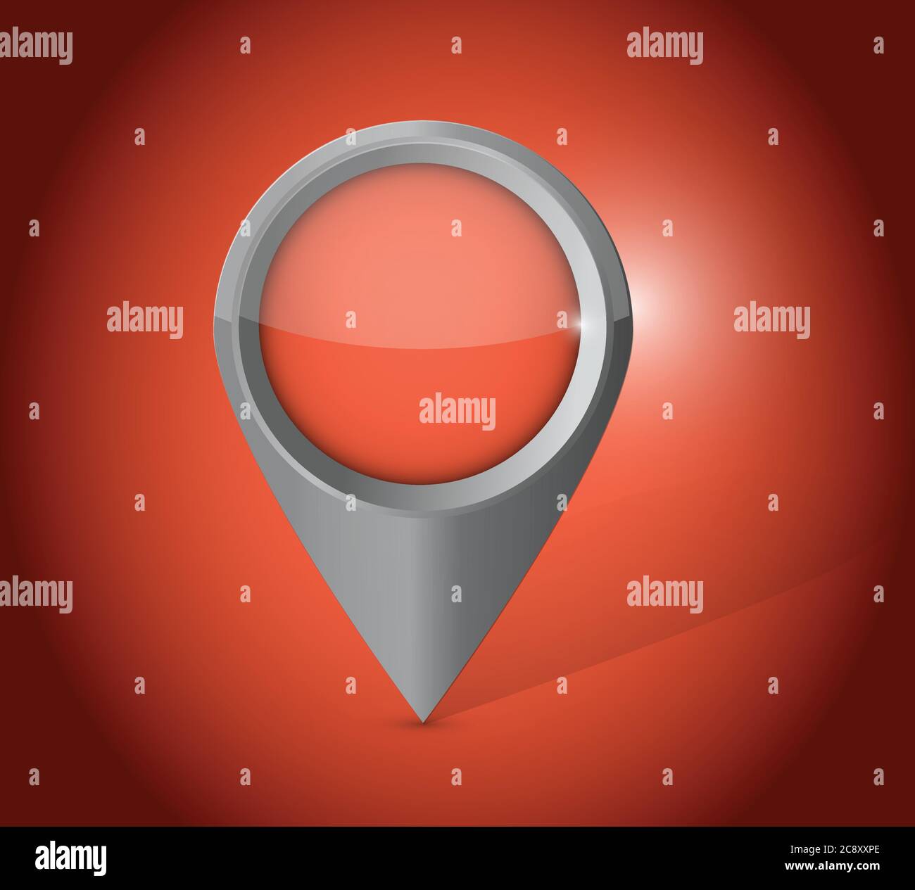 Red locator pointer illustration design over a red background Stock Vector