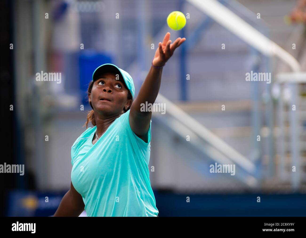 Hailey Baptiste of the United States in action during her qualifications match at the 2019 US Open Grand Slam tennis tournament Stock Photo