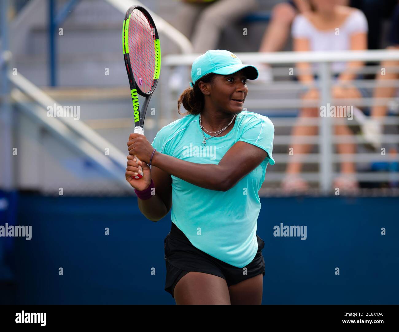 Hailey Baptiste of the United States in action during her qualifications match at the 2019 US Open Grand Slam tennis tournament Stock Photo