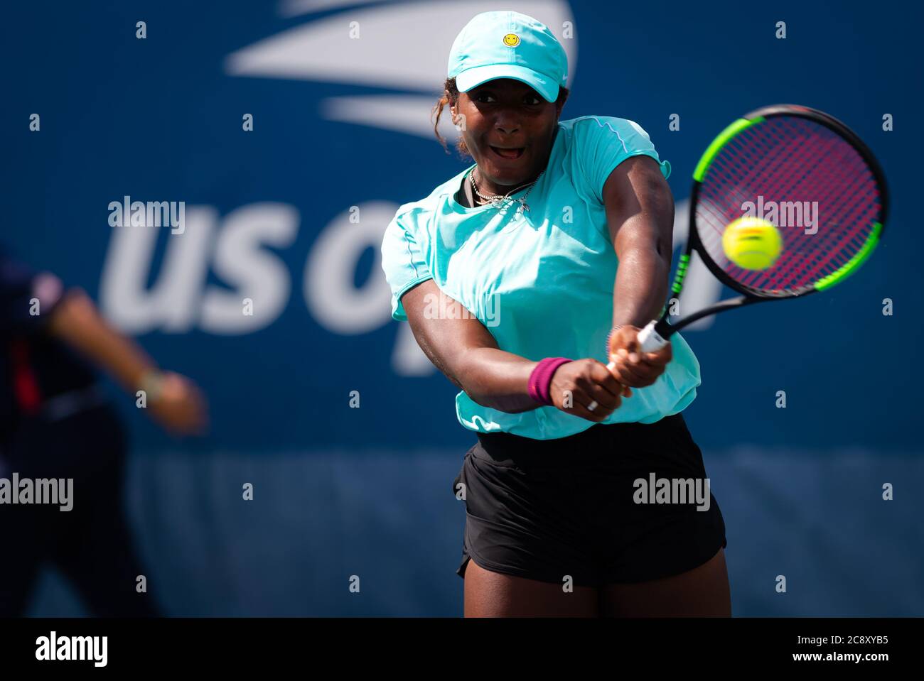 Hailey Baptiste of the United States in action during her qualifications match at the 2019 US Open Grand Slam tennis tournament Stock Photo