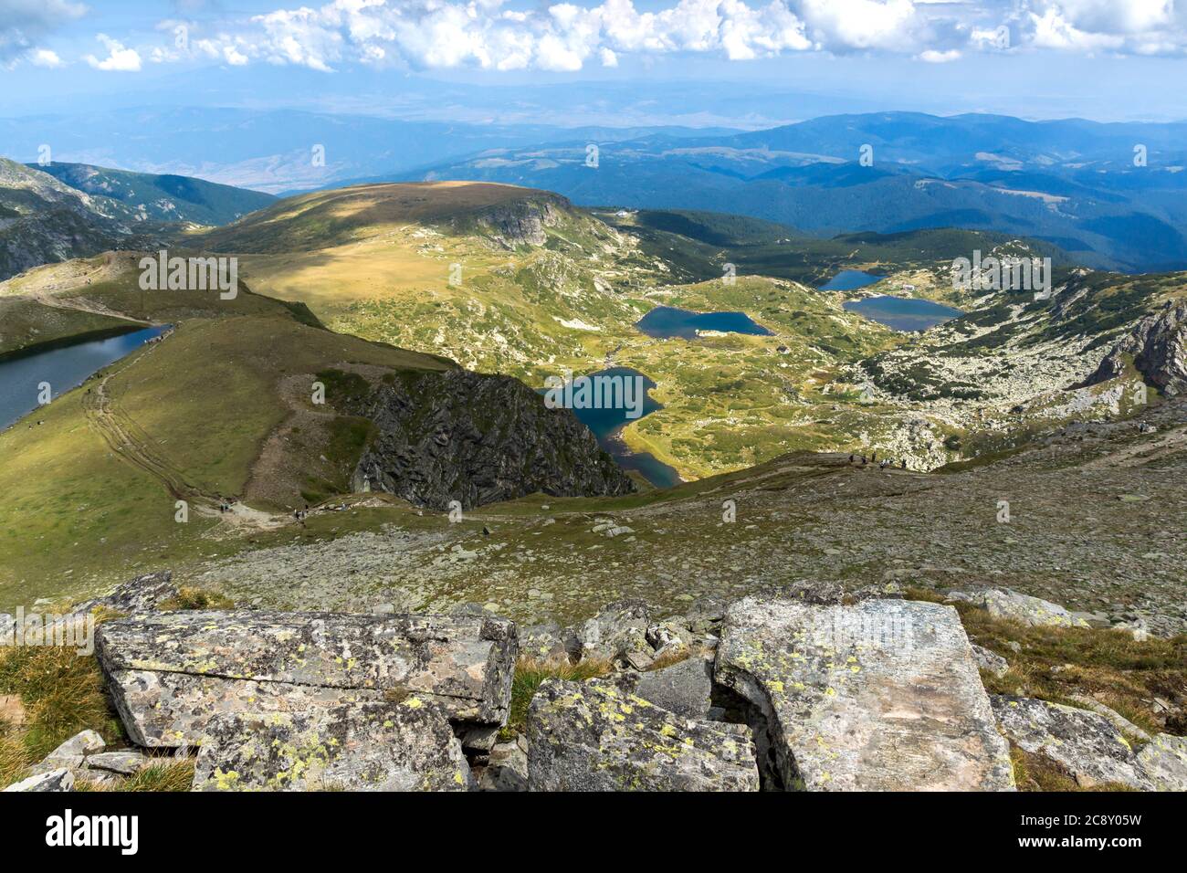 Mont Rila Panoramic view of The Seven Rila Lakes, Rila Mountain, Bulgaria Stock ...