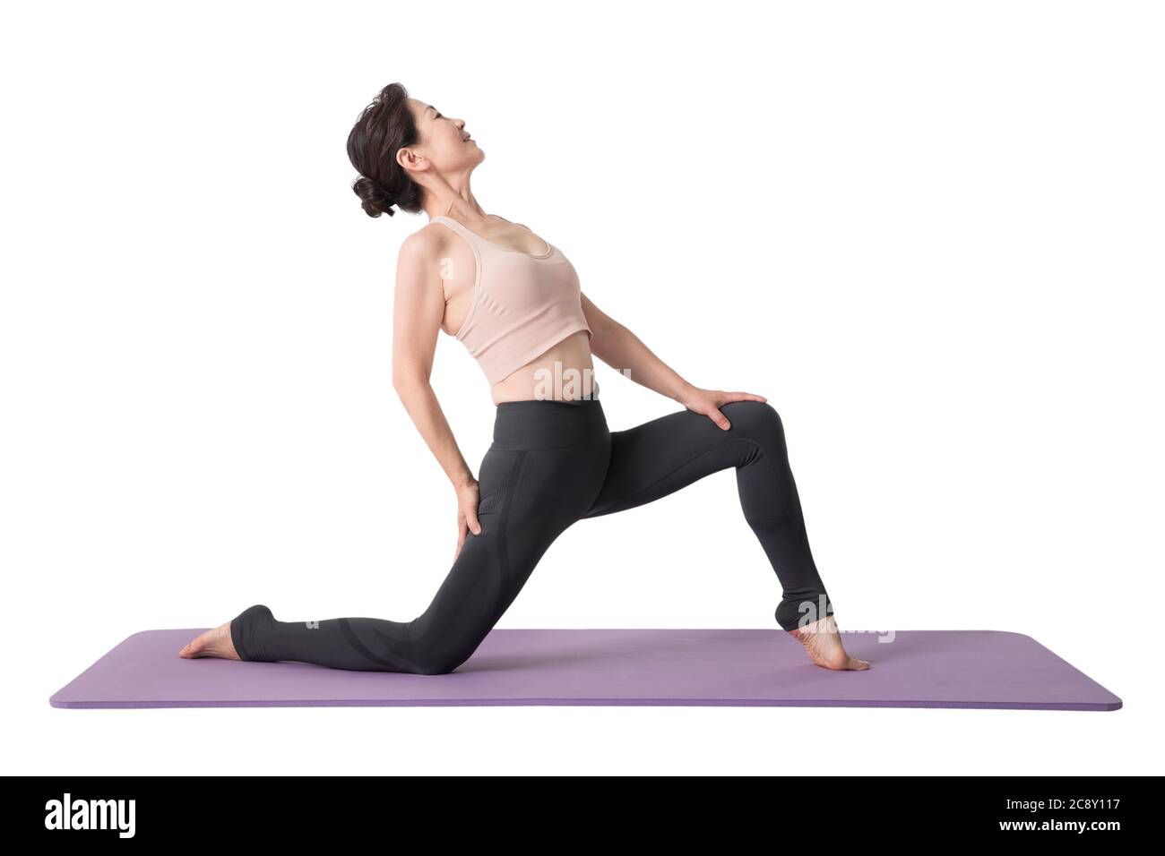 Practice yoga in midlife women Stock Photo