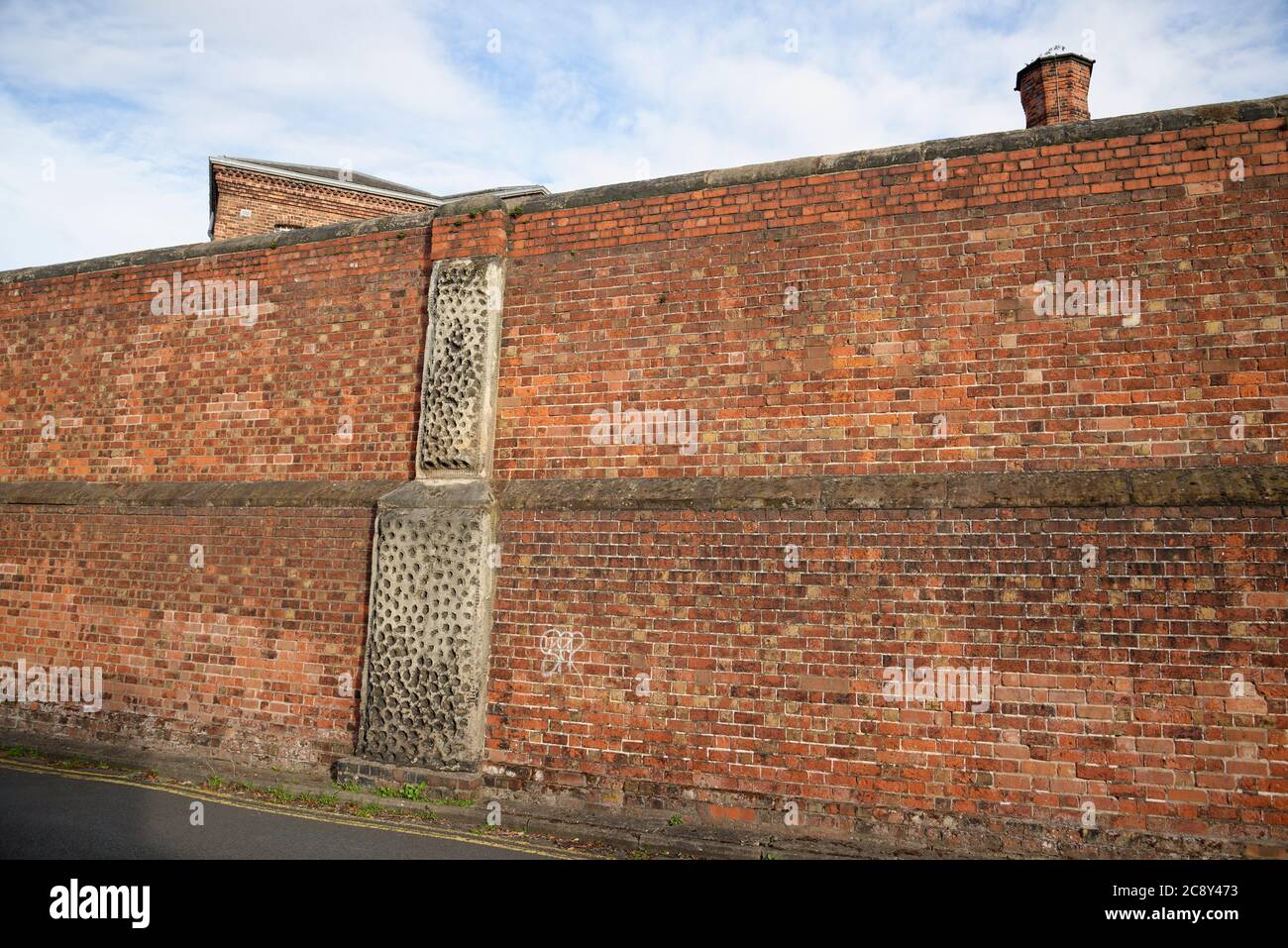 H.M. Prison Shrewsbury. Prison wall. Stock Photo