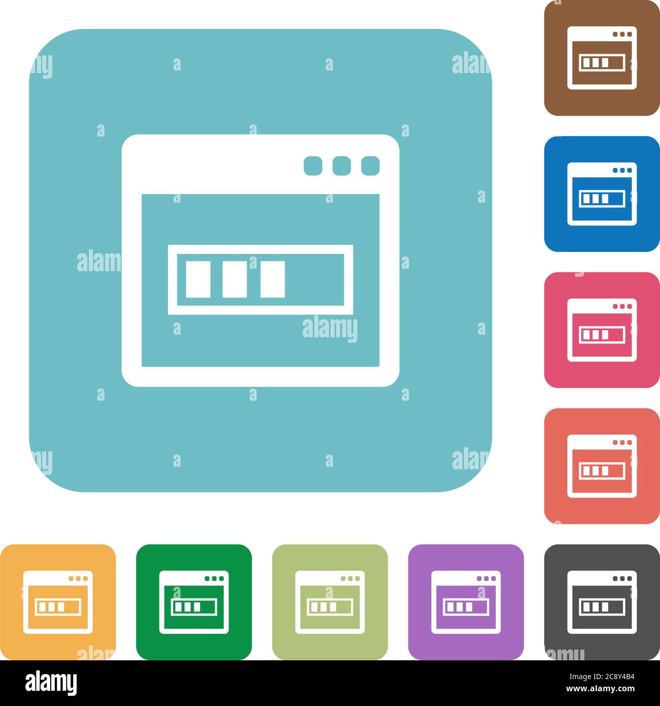 Application installing flat icons on color rounded square backgrounds Stock Vector
