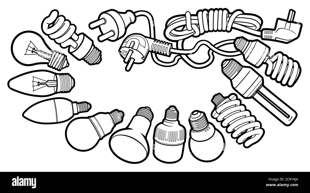 Cartoon doodles funny electrical instruments Stock Vector