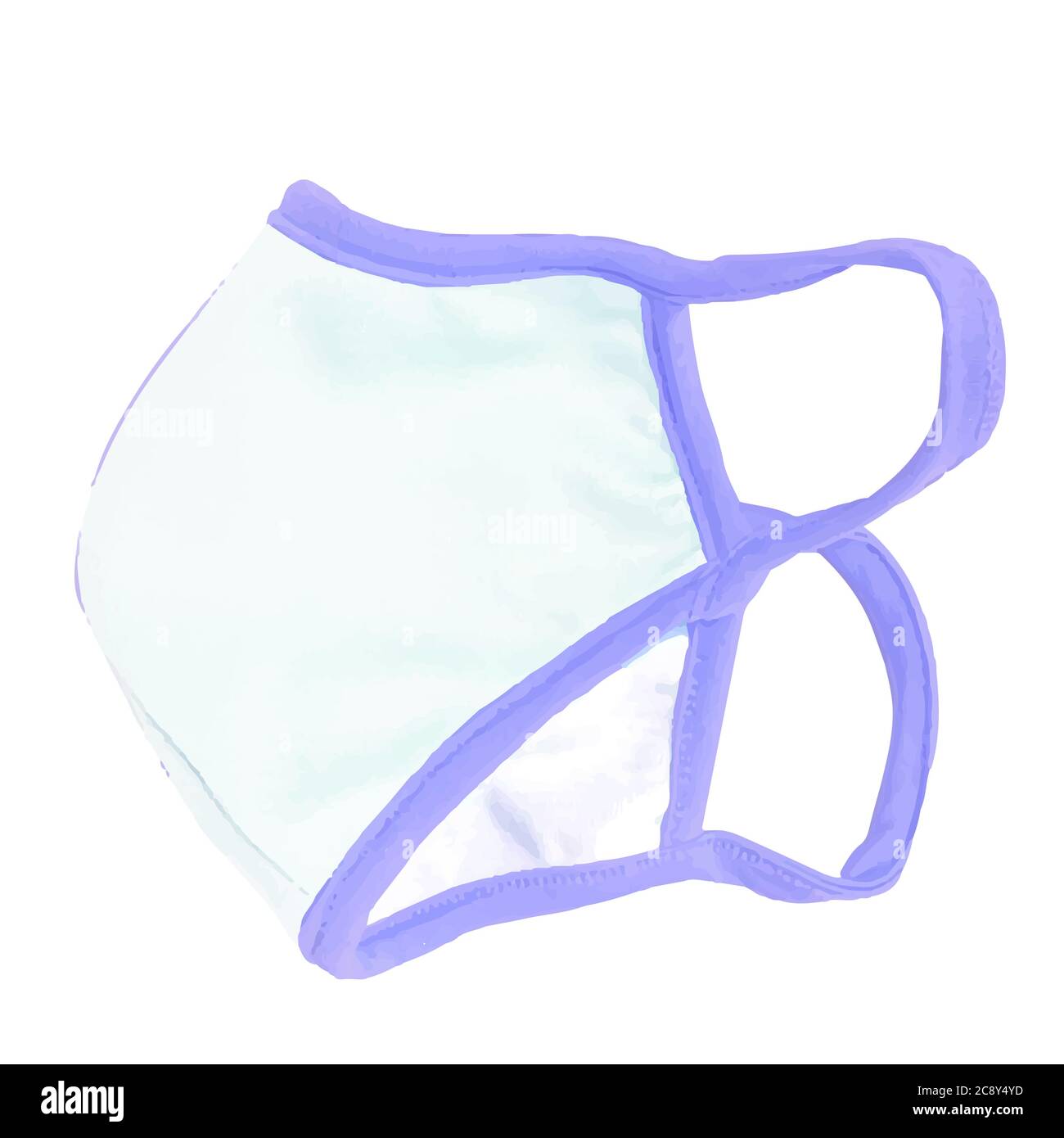 White Face Mask side view, Blank fabric mask 3D rendering isolated on