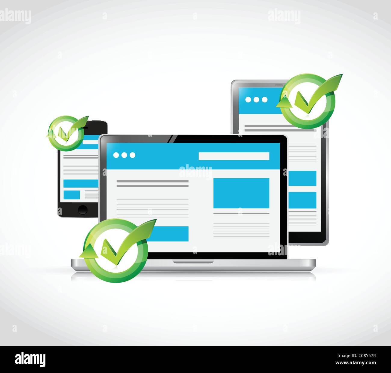 Responsive web design concept illustration design over a white ...