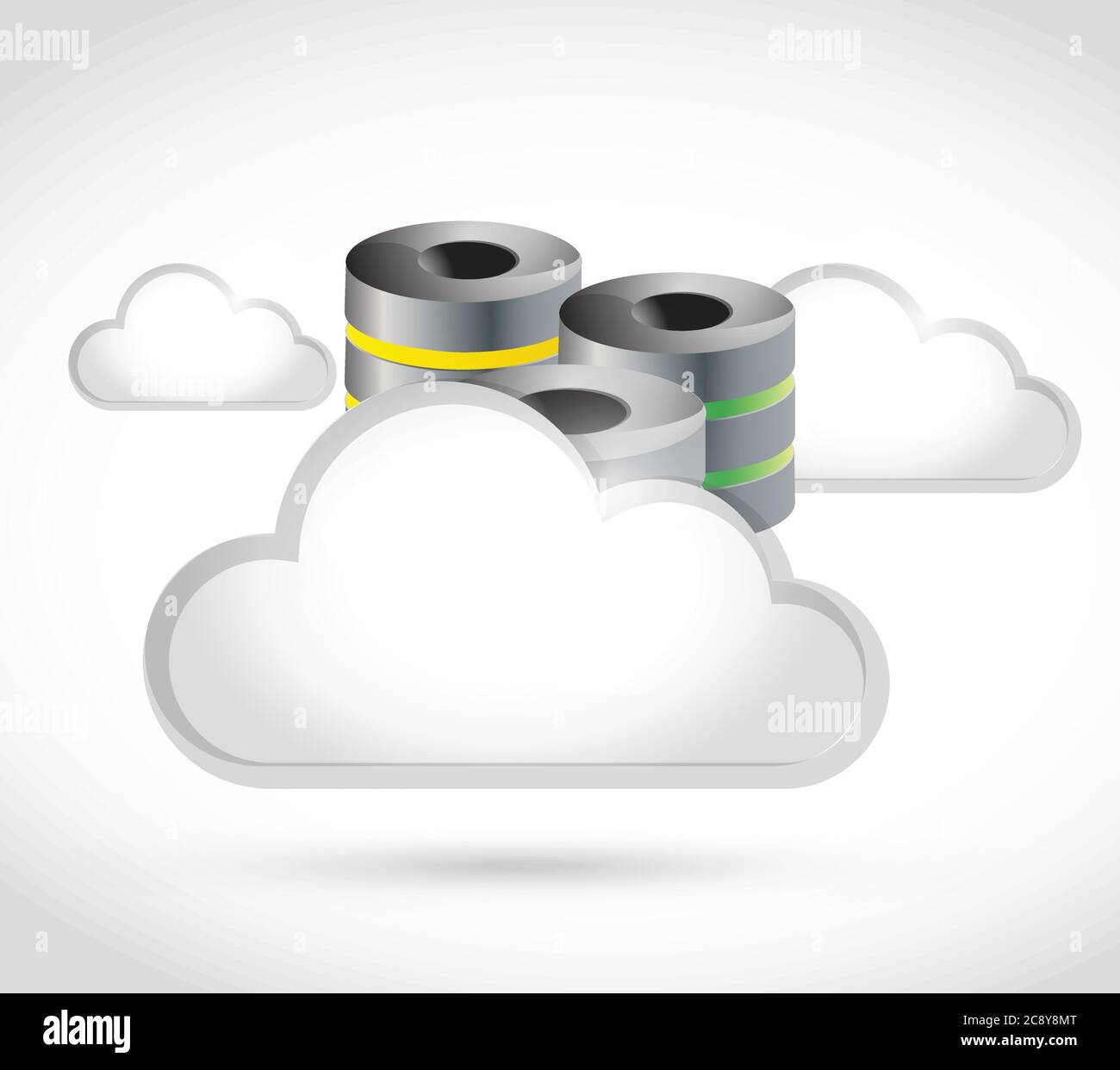 White clouds and storage illustration design over a white background Stock Vector