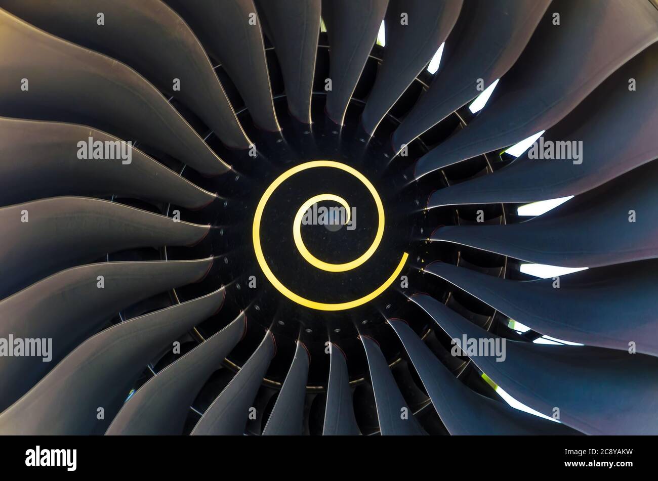 Rotating blades of the blade in the aircraft engine close up Stock Photo Alamy