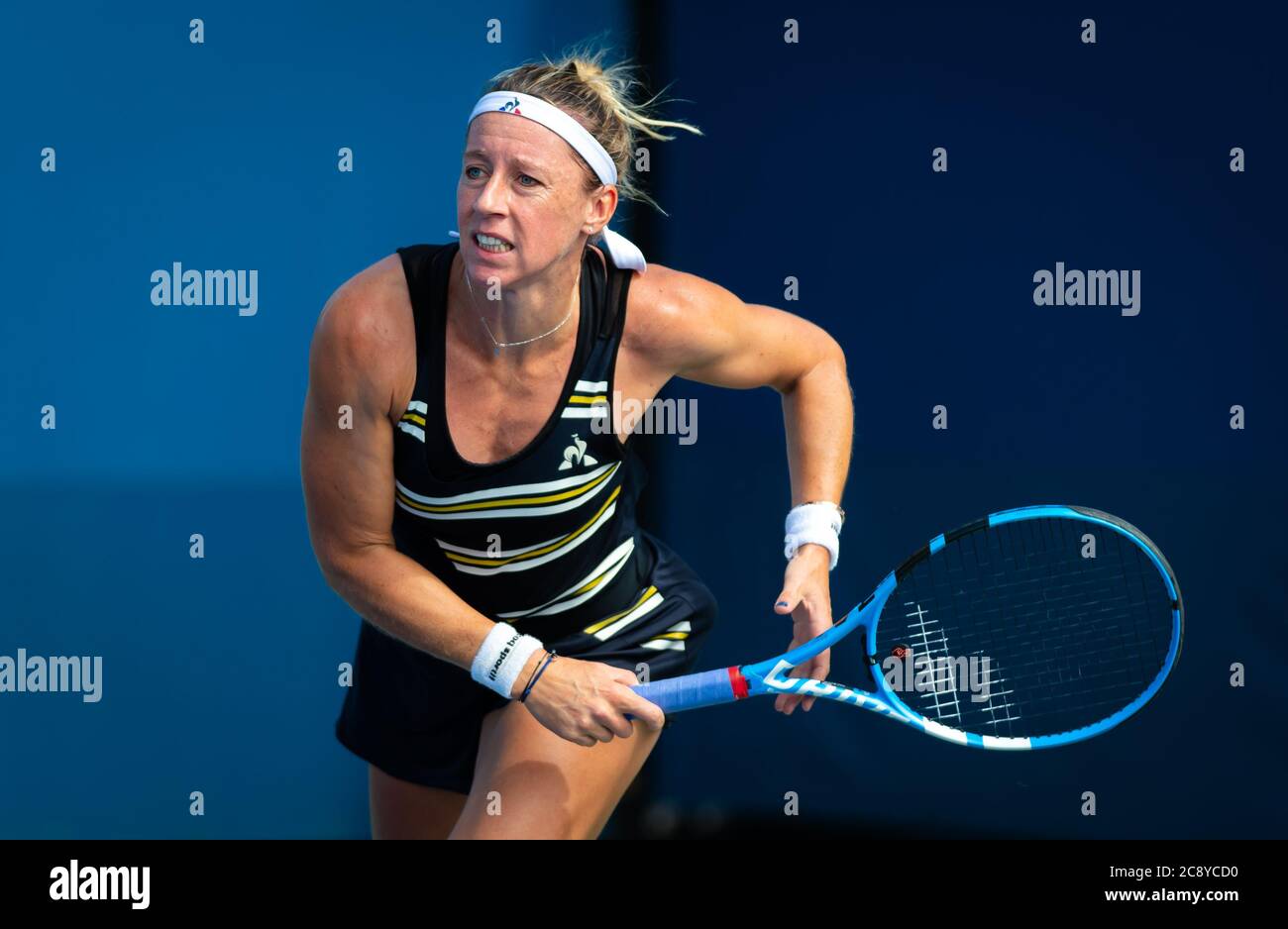 Pauline Parmentier of France in action during her first-round match at the  2019 US Open Grand Slam tennis tournament Stock Photo - Alamy