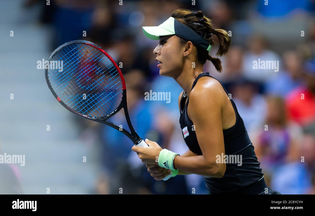 Qiang Wang of China in action during her quarter-final match at the 2019 US Open Grand Slam tennis tournament Stock Photo