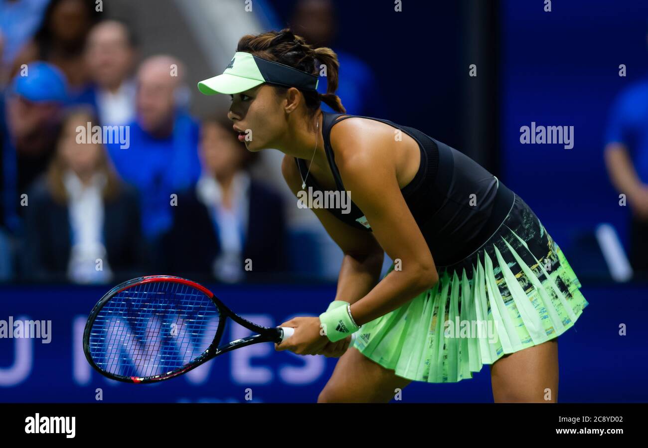 Qiang Wang of China in action during her quarter-final match at the 2019 US Open Grand Slam tennis tournament Stock Photo