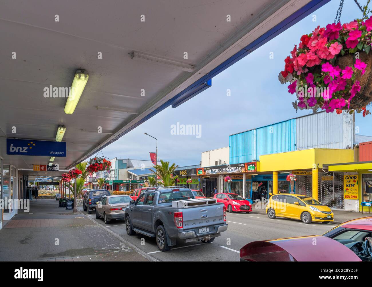 Palmerston Street, the main street in historic downtown Westport, West Coast, South Island, New