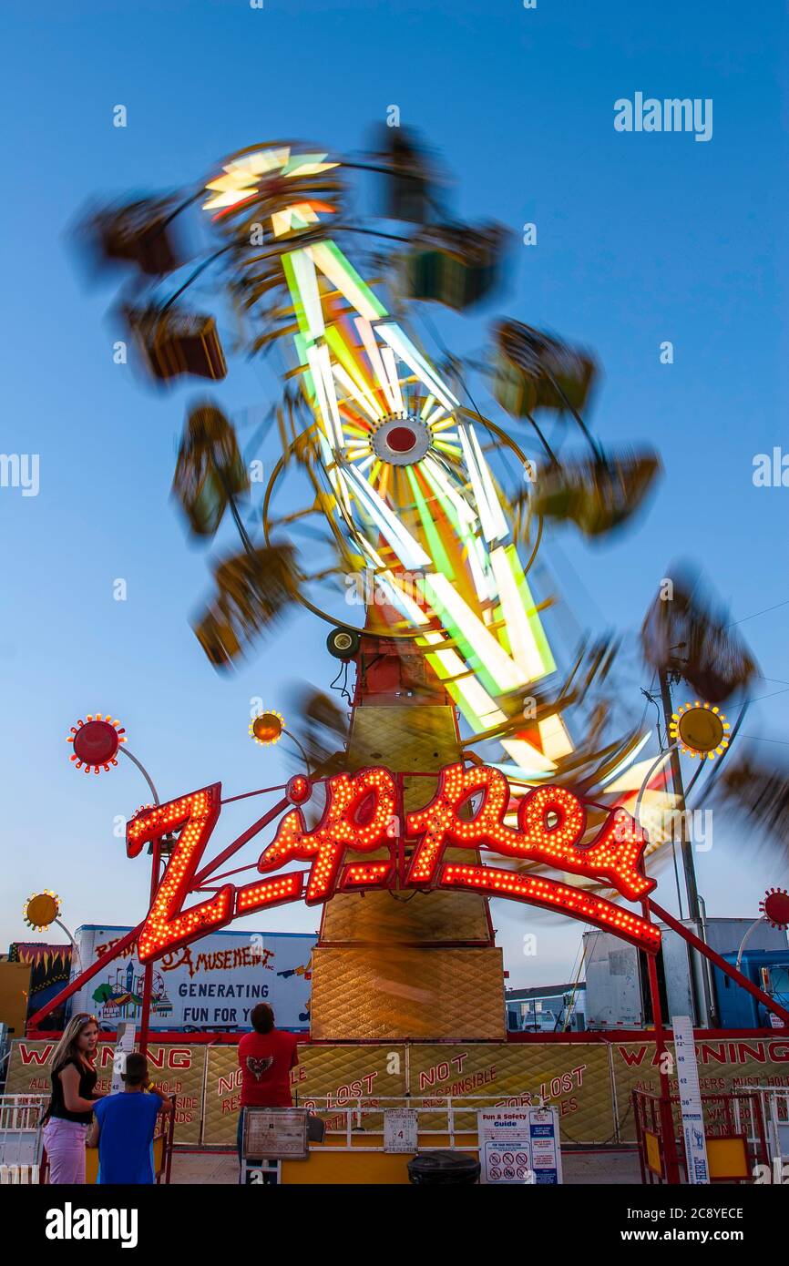'Zipper' amusement ride, Rodeo de Santa Fe, New Mexico USA Stock Photo