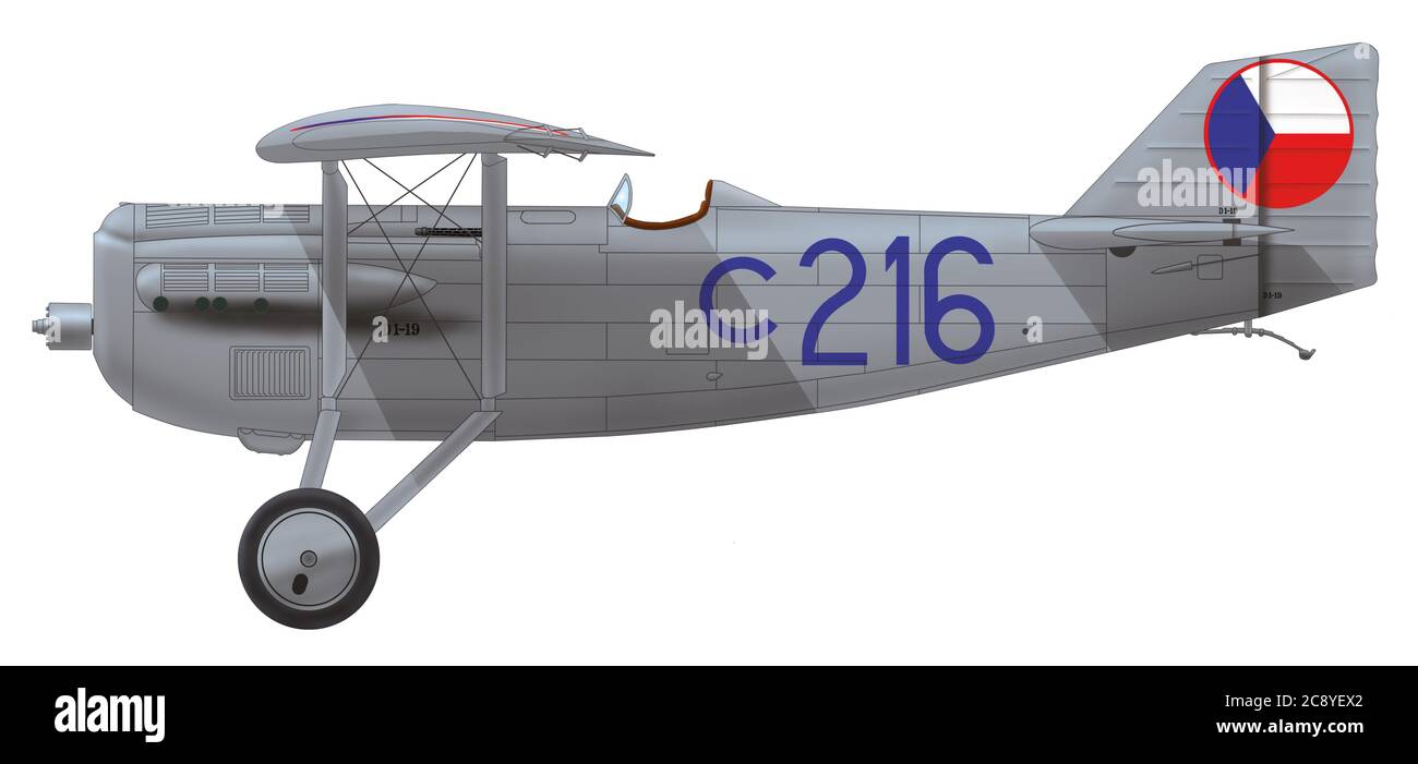 Škoda D.1.19 served in the Military Aviation School Prostějov of the Czechoslovak Army Air Force, second half of the 1930s Stock Photo