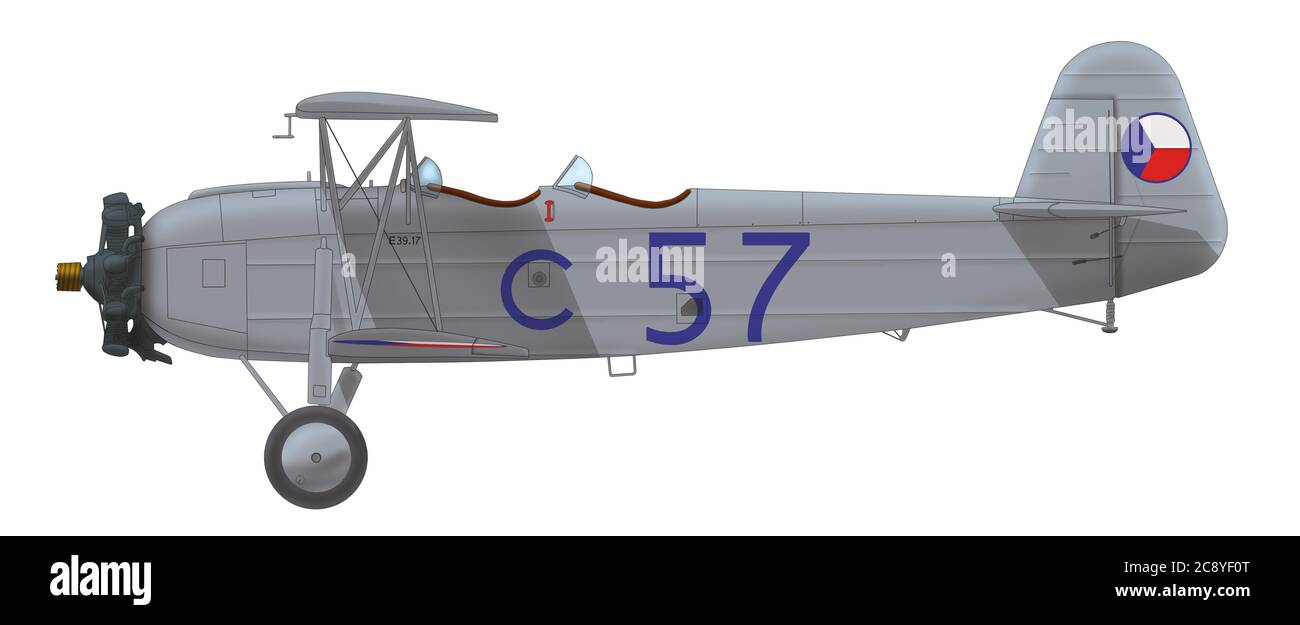 Praga E.39.17 served in the Military Aviation School Prostějov of the Czechoslovak Army Air Force, second half of the 1930s Stock Photo