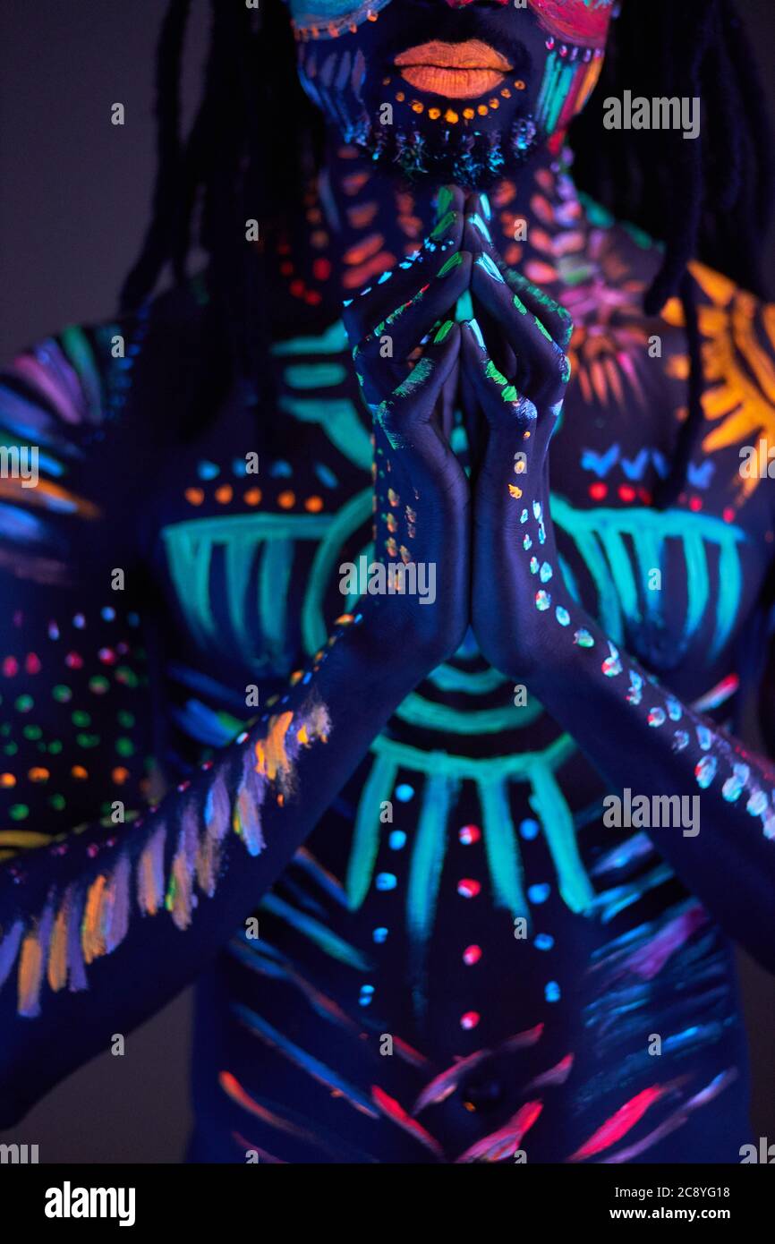uv paint  Body art painting, Neon painting, Selective color