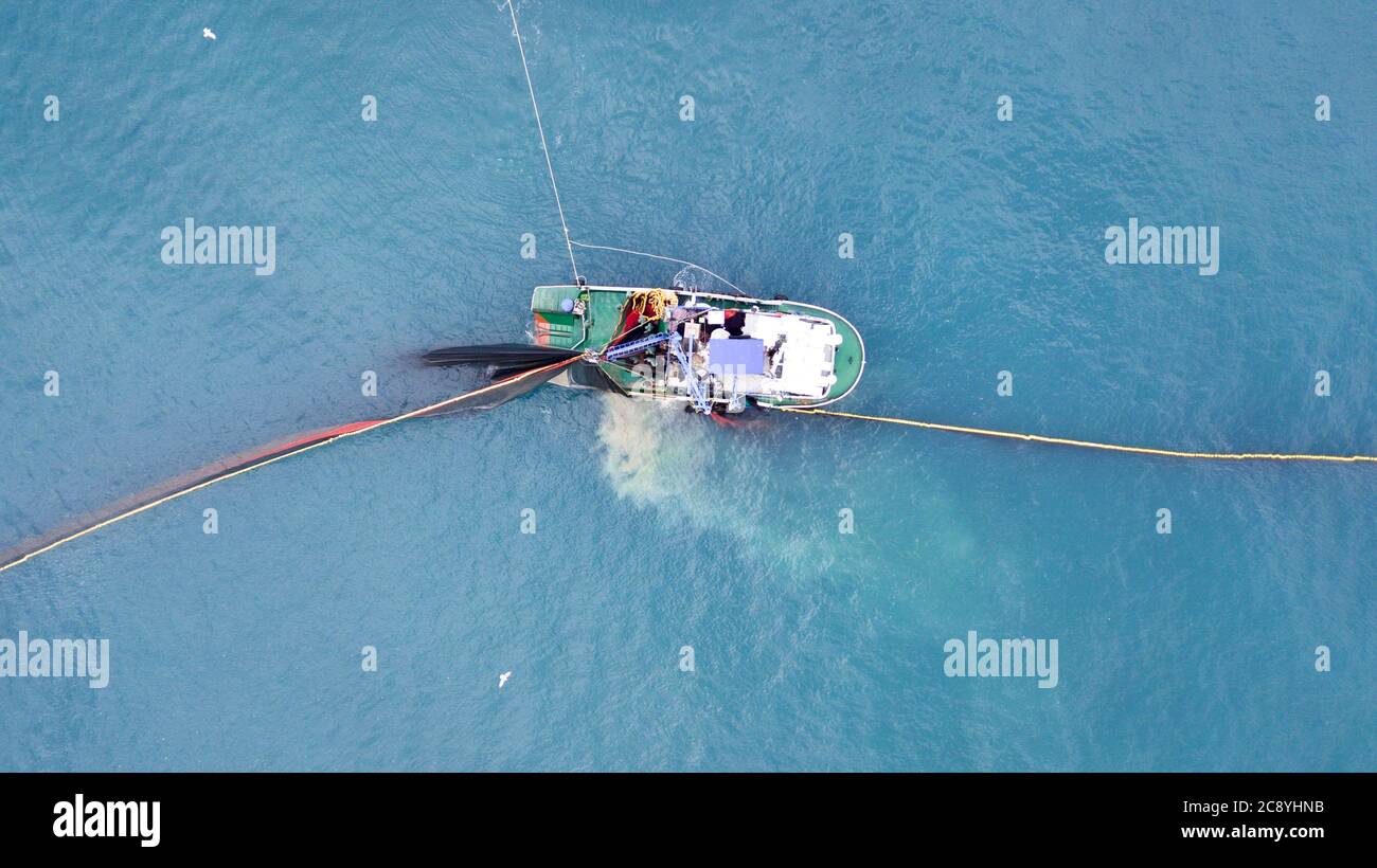 aerial view of the fishing boat at the sea Stock Photo - Alamy
