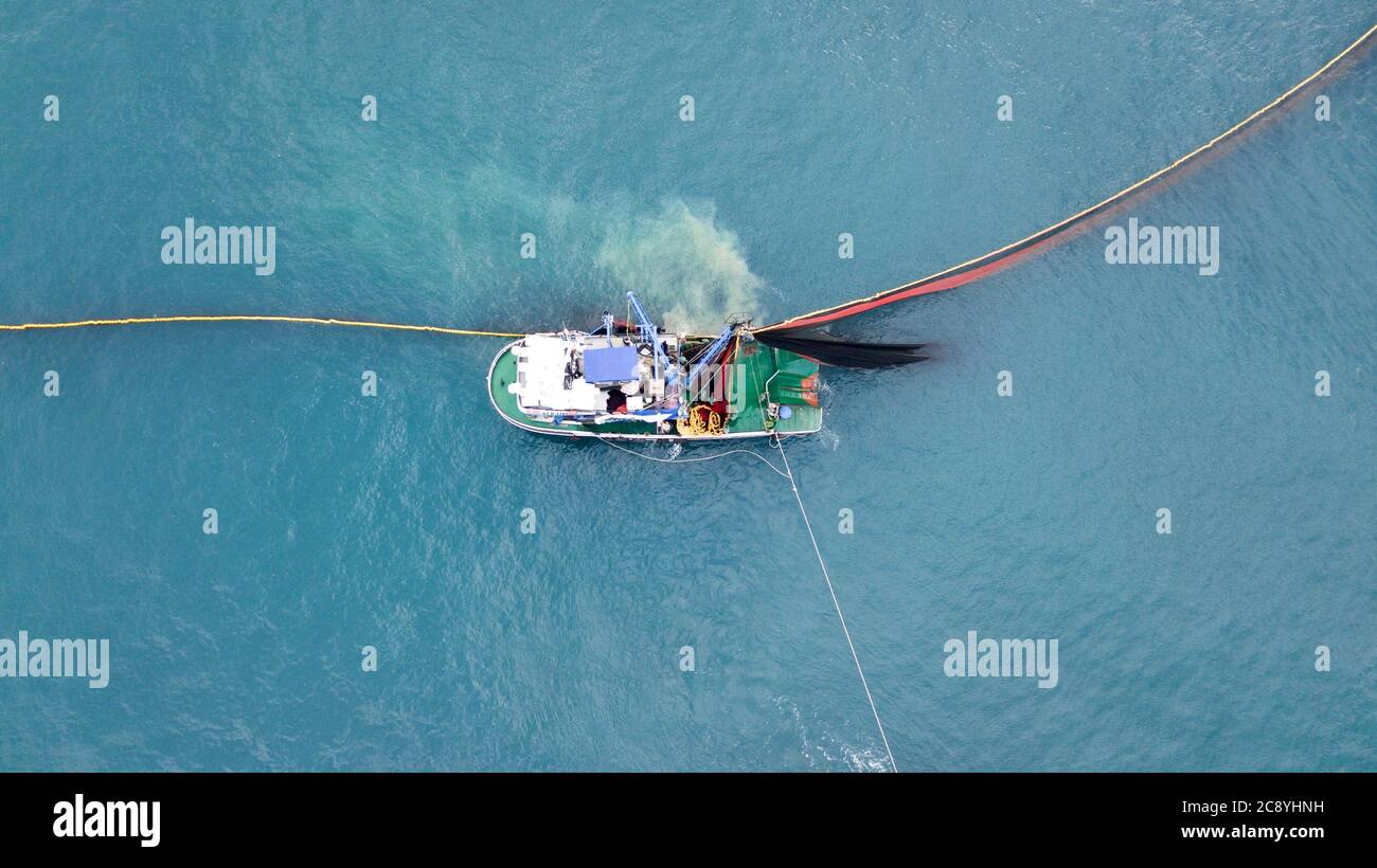 aerial view of the fishing boat at the sea Stock Photo - Alamy