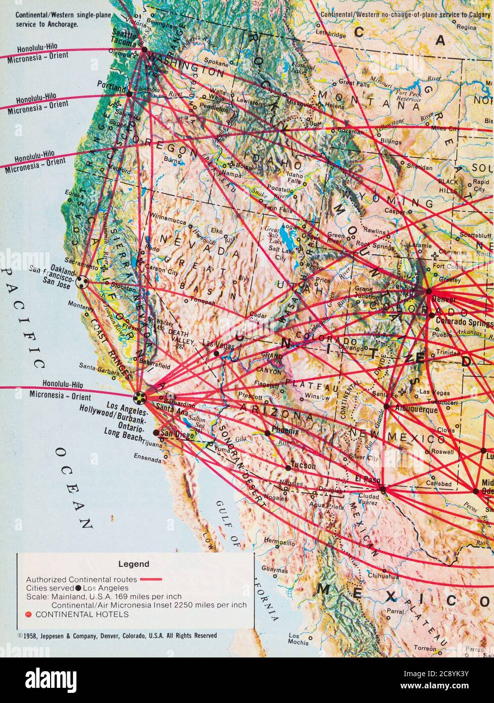 Continental Airlines Route Map Vintage October 1979 Continental Airlines Route Map Stock Photo - Alamy