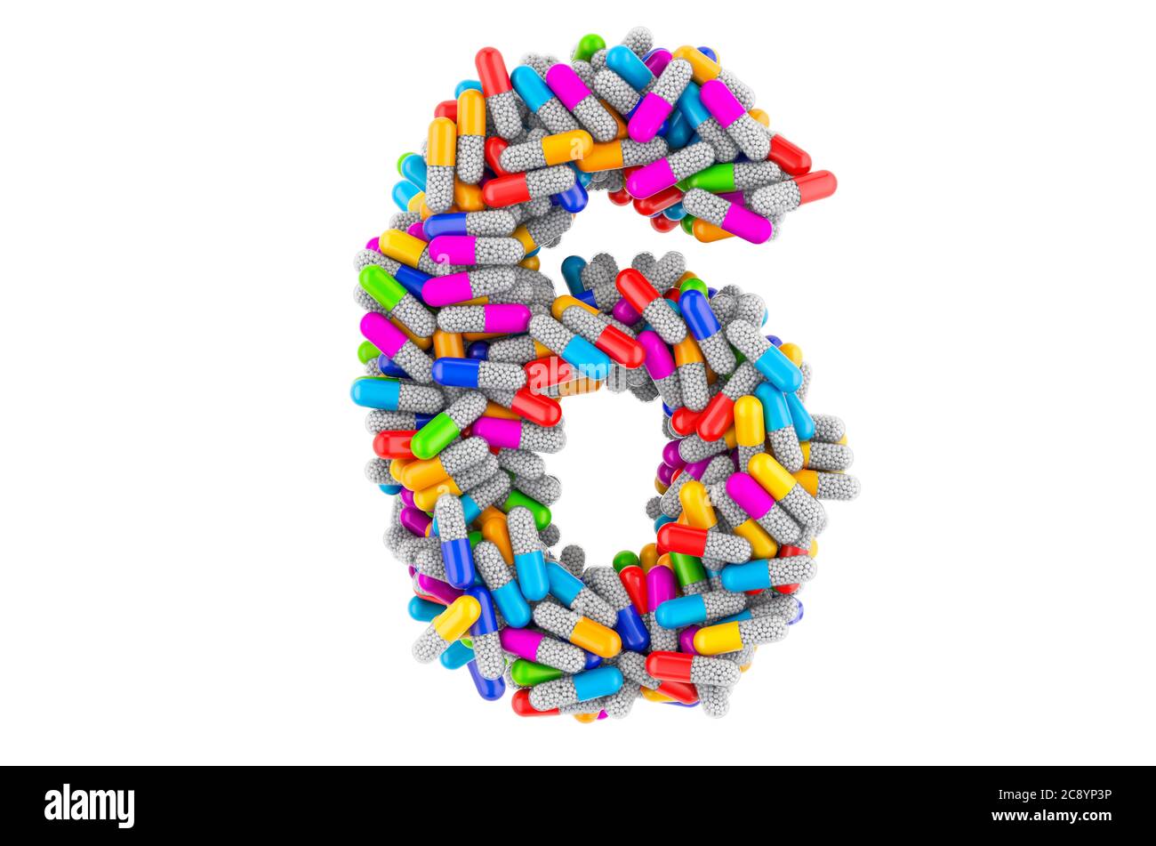 Number 6 from colored capsules. 3D rendering Stock Photo - Alamy