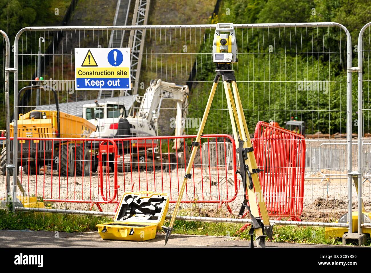 Ebbw Vale, Wales July 2020 Warning sign "Keep out" on the fence